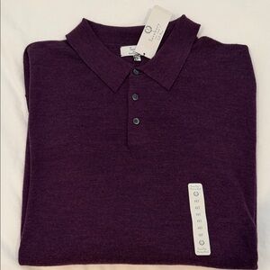 NWT Turnbury extra Fine Merino Wool Dark Plum Heather Collared Sweater Size 4XLT